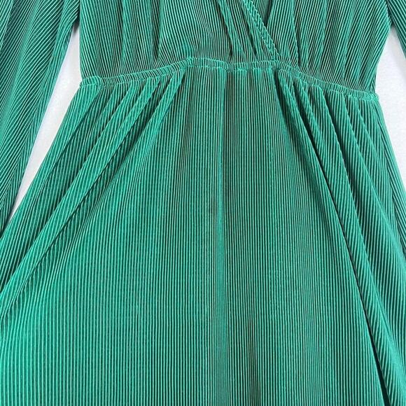 Baltic Born Dress Womens Large Green Athena Pleated Long Sleeve Maxi A Line - Picture 6 of 10